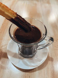 Close-up of coffee cup on table