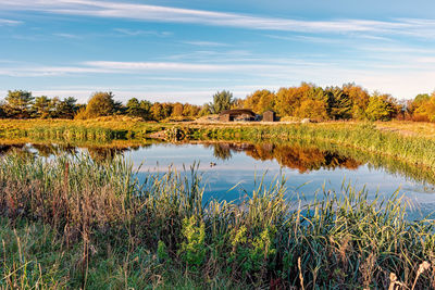 Scenic view of lake against sky