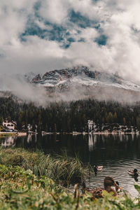 Scenic view of lake against sky