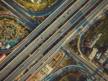 High angle view of road amidst buildings in city