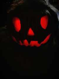 Close-up of illuminated pumpkin at night