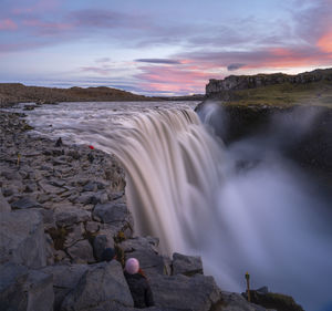 Dettifoss waterfall at sunset, iceland.