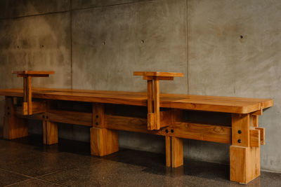 View of empty wooden table