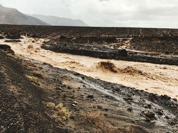 Scenic view of arid landscape against sky