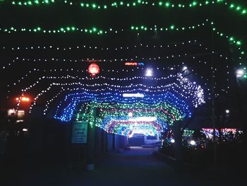 Illuminated christmas lights at night