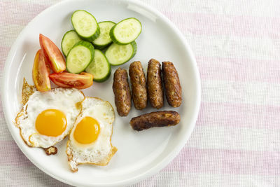 Directly above shot of breakfast served on table