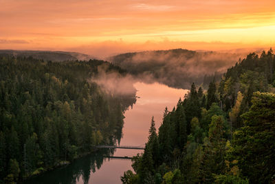 Scenic view of river against sky during sunset