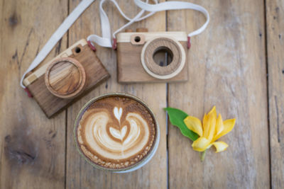 Close-up of cappuccino on table