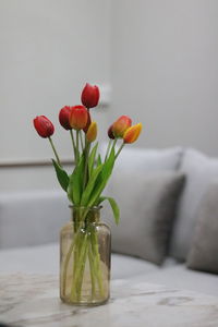 Close-up of flower vase on table