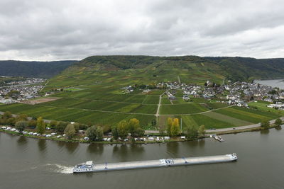 Scenic view of the river mosel against sky