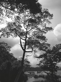 Scenic view of lake against cloudy sky