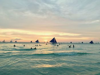 Scenic view of sea against sky during sunset