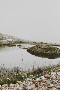 Scenic view of lake against clear sky