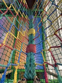 Low angle view of multi colored ropes