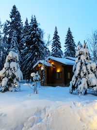 Winter house in the forest