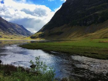 Scenic view of lake and mountains