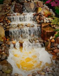 Scenic view of pebbles in water