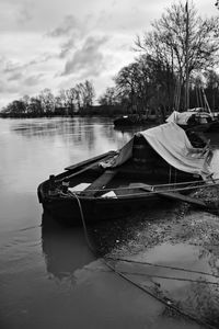 Boats in calm lake