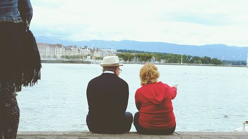 Rear view of woman looking at sea