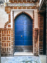 Closed door of building