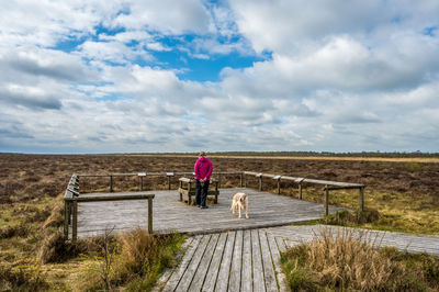 Female visitor at moorland lille vildmose near dokkedal, northern jutland