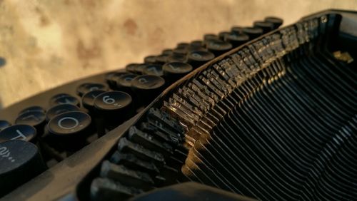 High angle view of typewriter