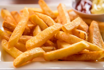 Close-up of burger and fries