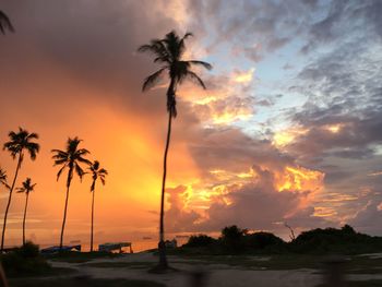 Scenic view of sea against dramatic sky