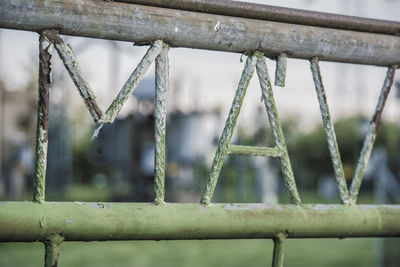 Close-up of metal text