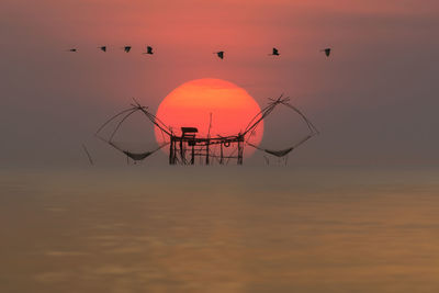 Beautiful sunrise from the lake pakpra, phatthalung province, south of thailand.