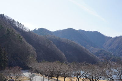 Scenic view of mountains against clear sky