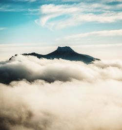 Scenic view of majestic mountains against sky