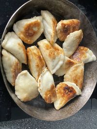 High angle view of food in plate