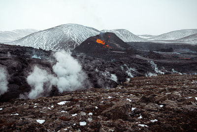 Scenic view of volcanic mountain