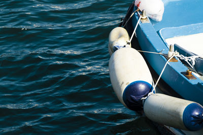 High angle view of boat in water