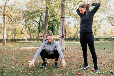 Beautiful women exercising outdoors