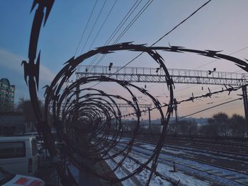 Bicycles against sky during sunset