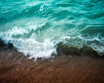 High angle view of sea waves