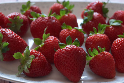 Close-up of strawberries on table