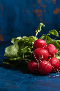 Close-up of strawberries on table