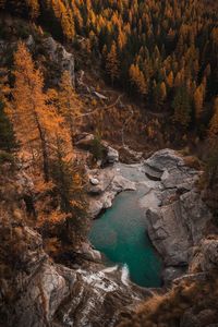 Scenic autumn view of lillaz waterfalls in aosta valley, northern italy