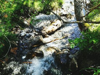 High angle view of waterfall