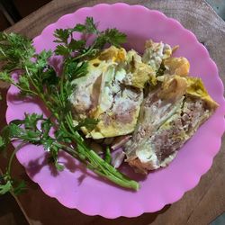 High angle view of meal served in plate