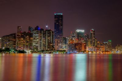 City lit up at night