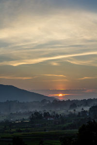 Scenic view of landscape against sky during sunset