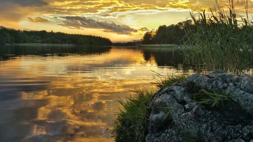 View of lake at sunset