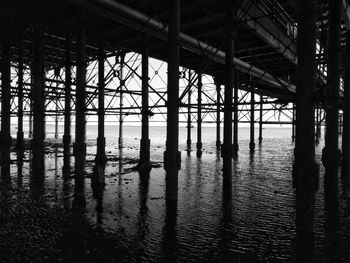 Reflection of pier in water