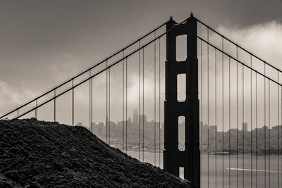 View of suspension bridge against sky