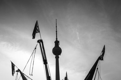 Low angle view of communications tower