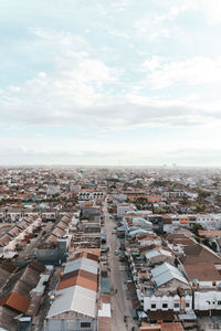 High angle view of townscape against sky